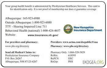 Carte d'assurance maladie du New Hampshire